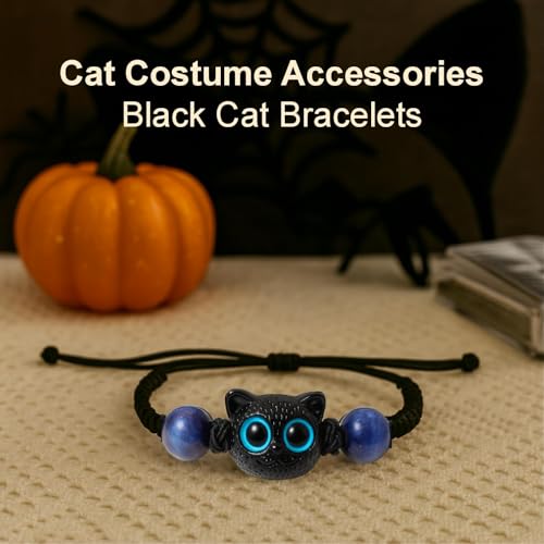 Halloween Black Cat Costume Accessories - Black Cat Bracelet, BlackCat National Day Jewelry, Cat Lovers Gift for Women & Girls3