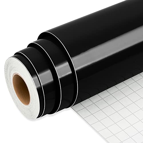 IModeur 25Ft vinyle adhésif Noir - 30,5 x 762 cm Vinyle adhesivo permanent pour tasse, vinyle Cricut pour cadeau d'anniversaire, ornements de fête,...