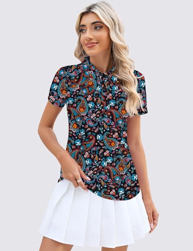 Image of TFSDOD Womens Golf Polo Shirts Collared Short Sleeve T Shirt Lightweight Moisture Wicking Polo Casual 3 Buttons Outfits
