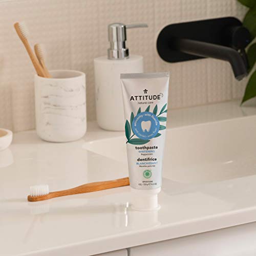 Attitude Toothpaste With Fluoride, Prevents Tooth Decay And Cavities, Vegan, Cruelty-Free And Sugar-Free, Whitening, Peppermint, 4.2 Oz #TOP2