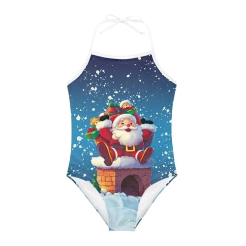 Image of Christmas Girls One-Piece Swimsuits Beach Halter Swimwear Bathing Suit for 3-10 Years