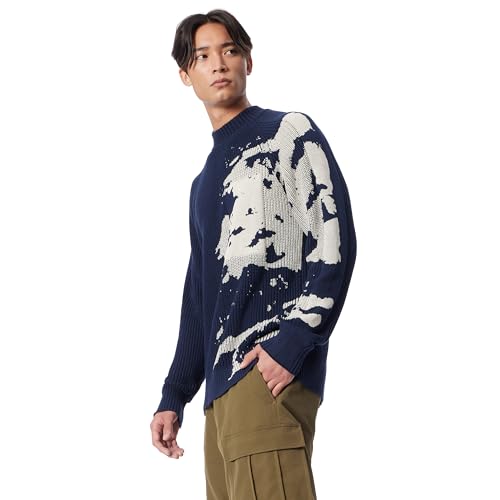 Men's Refractor Crew Neck Mix Knit Stitch Sweater Pullover Standard2