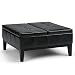 Simpli Home Dover Square Coffee Table Ottoman with Split Lift Up Lid, Midnight Black