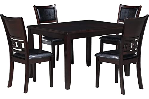 New Classic Furniture Gia 5-Piece Dining Table With Four Chairs, 48-Inch, Ebony #TOP1