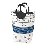 ZUNPNG Großer Wäschekorb im Retro-Design, nautischer Anker, Ruder, Anker, Boot, faltbarer Aufbewahrungs-Organizer, schmutzige Kleidung, Tasche für Zuhause, College, Badezimmer