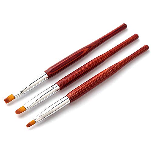 SILPECWEE 3Pcs Kolinsky Acrylic Nail Art Brush Set Wooden Handle Nail Painting Flower Pen Cleaning Dust Poly Extension UV Gel Brush Manicure Polish Tools