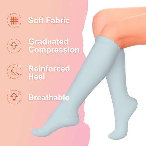 Image of Iseasoo 4 Pairs Compression Socks for Women Circulation-Best Support for Nurses,Running,Athletic,Travel