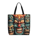 Patrones Tiki Vintage Bolso De Mano Portátil Bolsa De Mano Moda Bolsos Para Cotidiana Viajes Fitness