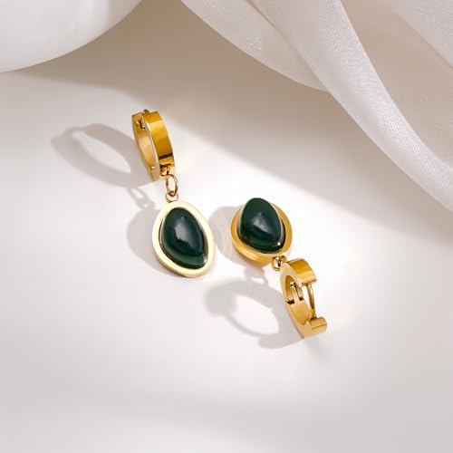 Image of Rubans Demi Fine Stainless Steel Emerald Hoop Jewels Gift for Women & Girls