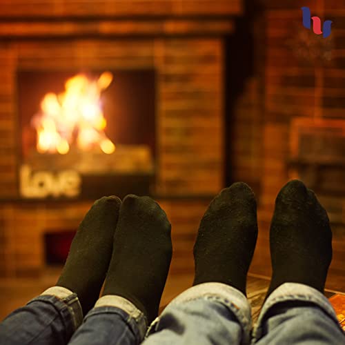 Hugh Ugoli Women's Thick Cotton Warm Winter Socks | Seamless Boot Socks with Non Binding Top | Shoe Size 6-9/10-12, 3 Pairs3