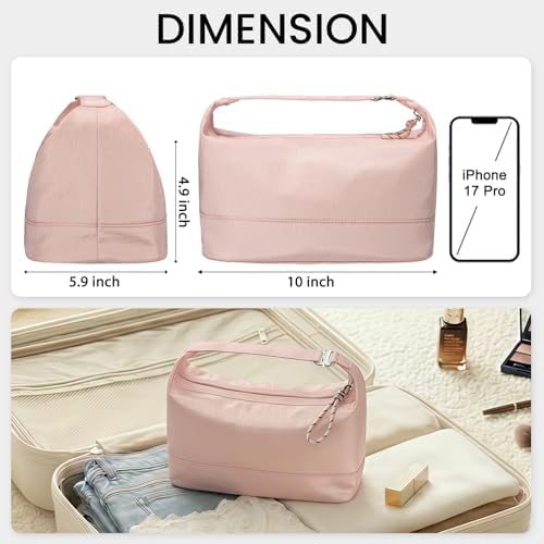HauteHues Makeup Bag Travel Toiletry Bag Cosmetic Bag for Women, Pink - 5