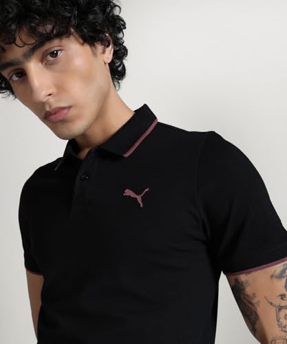 Image of Puma Men's Cotton Essentials Tipping Collar Slim Fit Polo T-Shirt