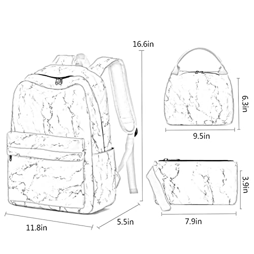Backpack for Teen Girls Sunborls Lightweight High-capacity Middle Student Bookbag Women Backpack with Lunch bag 3Pcs, 8829white, Large