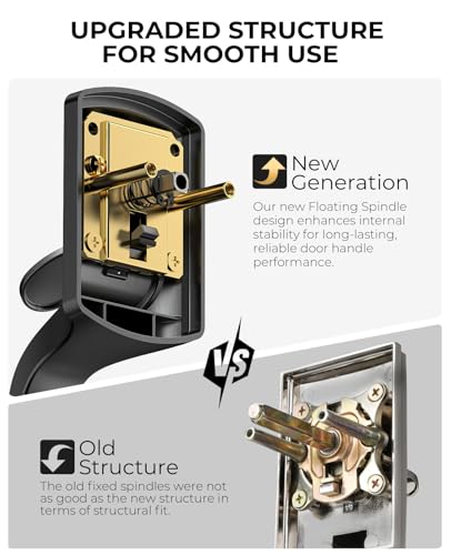 Image of Front Door Handle No Lock for Right & Left Handed Doors, Modern Exterior Door Handle with Reversible Lever, Lower Half Grip, Steel Gray