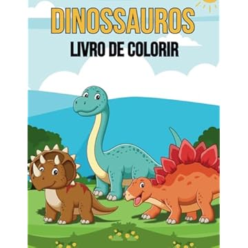 Capa do livro Dinossauros: Folhas de exercícios para colorir fatos em estilo ilustrativo (Portuguese Edition)