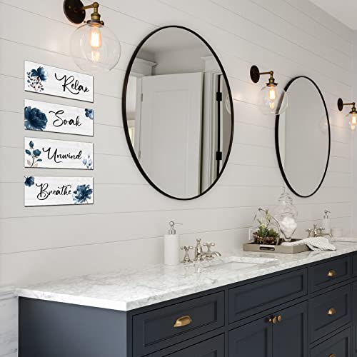 4 Pieces Bathroom Wall Art Rustic Farmhouse Bathroom Wall Decor Sign Relax Soak Unwind Breathe Wood Hanging Sign for Home Spa Bathroom Laundry Decor 4 Pieces Bathroom Wall Art Rustic Farmhouse Bathroom Wall Decor Sign Relax Soak Unwind Breathe Wood Hanging Sign for Home Spa Bathroom Laundry Decor