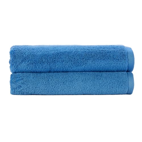 Christy Cirrus Lightweight Bath Towels | Set of 2 | Quick Dry | Super Soft and Fluffy | Lightweight Bathroom Shower Towels | 100% Cotton | Ocean Blue