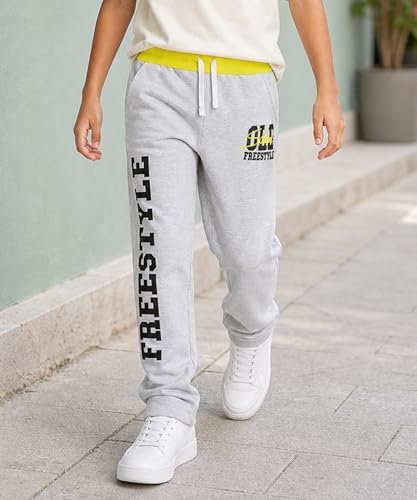 Image of KYDA Kids Boy's 100% Cotton Printed Regular Fit Track Pants - Pack of 3