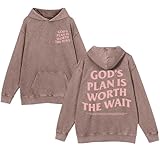 Weetiotio Christian Graphic Hoodies for Women God Bible Verse Oversized Hoodie Religious Letter Print Acid Wash Sweatshirts(Brown,XL)