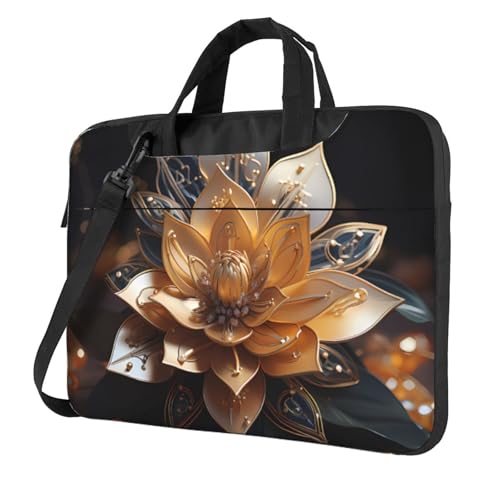 Sac ordinateur portable léger antichoc à motif floral de lotus blanc unique