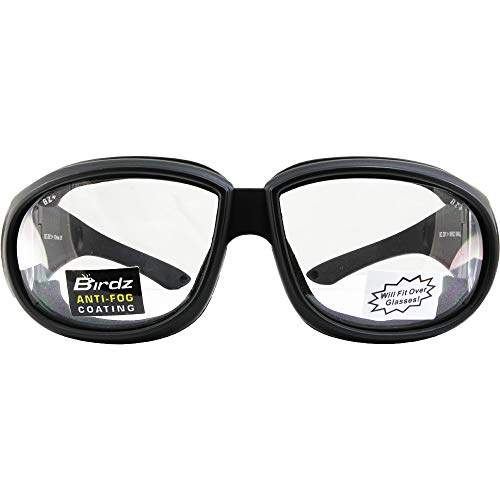 Birdz 2 Pairs Swallow Foam Padded Motorcycle Riding Glasses Black Frame Clear/Yellow Lens