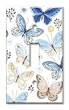 Art Plates 1-Gang Toggle OVERSIZED Switch Plate/OVER SIZE Wall Plate - Blue & Tan Butterfly Toss