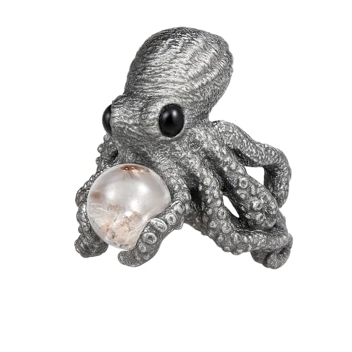 Bague pieuvre argent 925 faite main avec quartz fantôme