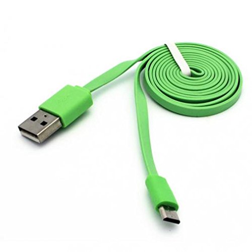 Green 6ft Long USB Cable Charger Sync Power Wire Data Transfer Cord Micro-USB for Cricket ZTE Overture 3 - Cricket ZTE Sonata 2 - Cricket ZTE Source - MetroPCS Alcatel Evolve 2