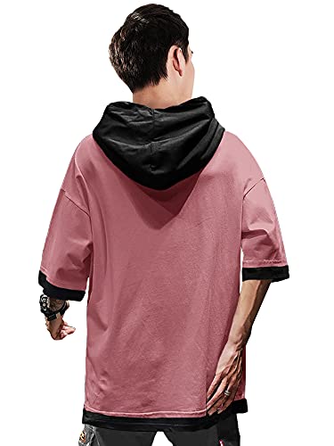 Image of EYEBOGLER Men's Trendy Hooded Neck Half Sleeves Solid T-Shirt