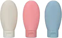 Kit Viagem Premium, 3 Frascos de 70ml, Recipientes para Shampoo, Condicionador, Sabonete Líquido, Silicone e PP, Antivazamento, Tampa Flip, Compacto