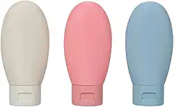 Kit Viagem Premium, 3 Frascos de 70ml, Recipientes para Shampoo, Condicionador, Sabonete Líquido, Silicone e PP, Antivazamento, Tampa Flip, Compacto