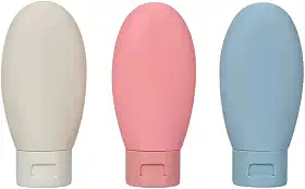Kit Viagem Premium, 3 Frascos de 70ml, Recipientes para Shampoo, Condicionador, Sabonete Líquido, Silicone e PP, Antivazamento, Tampa Flip, Compacto