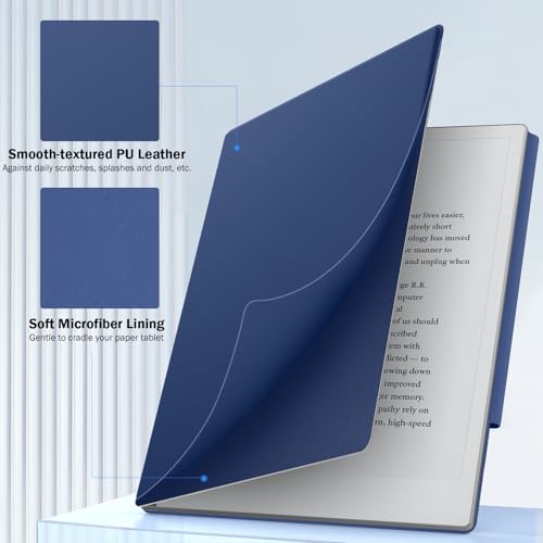 Image of MoKo Case for Remarkable 2 Tablet 10.3 inch with Pen Holder, Navy Blue | Ultra-Thin Magnetic Case with Wide Pen Protective Clasp, Smart Cover Folio for Remarkable Tablet