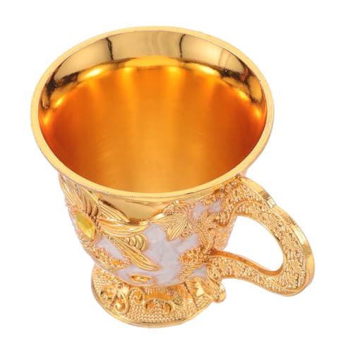 TOPPERFUN 1piezas Cáliz Vintage De Aleación Con Relieve Floral Taza De Vino Medieval Para Fiestas y Banquetes Copas Decorativas Para Bar Sociales
