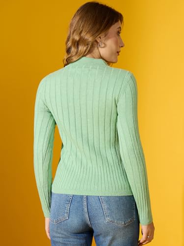 Image of 98 Degree North Women Ribbed Collar Neck Pullover-G1154-BROWN