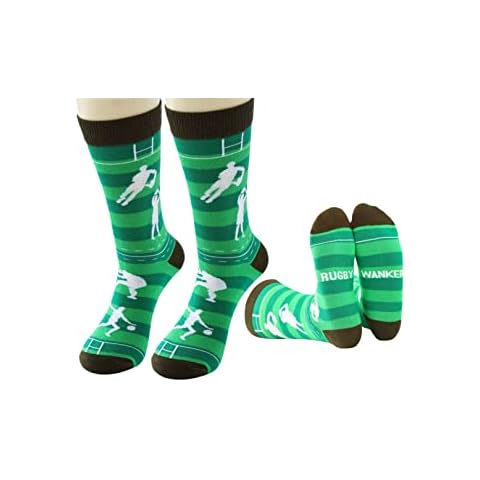 RUDE Funny Sport themed socks for men, novelty gift fathers day birthday (RUGBY WANKER) Cover