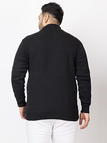 Image of Kvetoo Plus Size Men High Neck Zipper Full Sleeve Woolen Winter Sweater