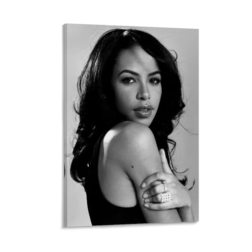 Kaedh Aaliyah - Póster de música cantante en lienzo, decoración de pared, póster e impresiones modernas para dormitorio familiar, 40 x 60 cm, estilo marco