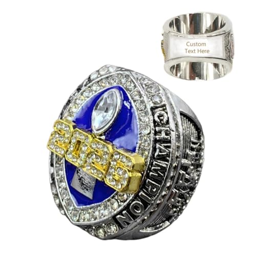 TUOYU Custom Fantasy Football Championship Ring, Laser Engraved Zinc Alloy Trophy, 0.17 lbs Heavy Collectible Ring with Gift Box for FFL League Winner (2026)