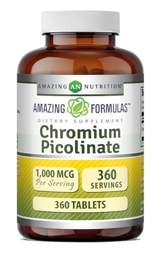 Amazing Formulas Chromium Picolinate 1000 Mcg | Tablets Supplement | Non-GMO | Gluten-Free | Made in USA (360 Count, 1 Pack)