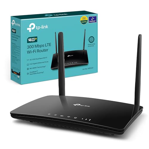 TP-Link Archer MR500 AC1200 4G+ Cat6 WiFi Router with Sim Slot, Superfast 4G+ LTE Speed, External Antenna, MU-MIMO, Plug & Play Cat6 4G+