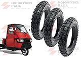  KIT TRE GOMME COPERTONE COPERTONI PNEUMATICI BATTISTRADA GOMME TASSELLATE TACCHETTATE COMPATIBILI CON PIAGGIO APE 50 TUTTE LE VERSIONI.