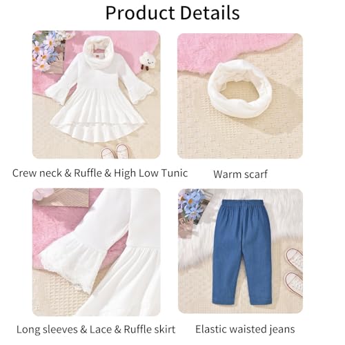 Image of fioukiay Toddler Girls Fall Winter Outfit 18 Months - 6T