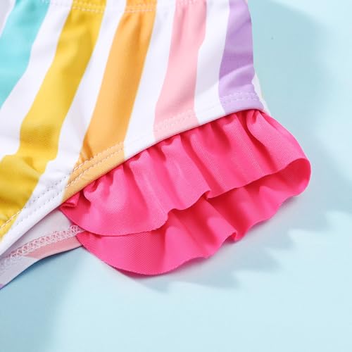 Image of Baby Swimsuit Girl Two Piece Bathing Suit Toddler Girls Summer Beach Ruffle Tankini Swimwear 1-7Y