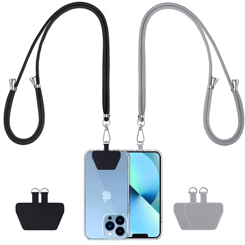 CACOE Phone Lanyard, Black+Light Gray, 2 Pcs