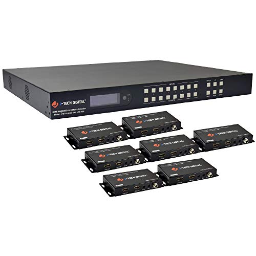 J-Tech Digital 8x8 HDR HDbaseT HDMI Matrix Extender 4K@60Hz 4:4:4 Over Cat5e/6 HDMI 2.0 HDCP 2.2 IR Routing with J-Tech Digital Control App, compatible with Control4 [JTECH-4K88-EX2]