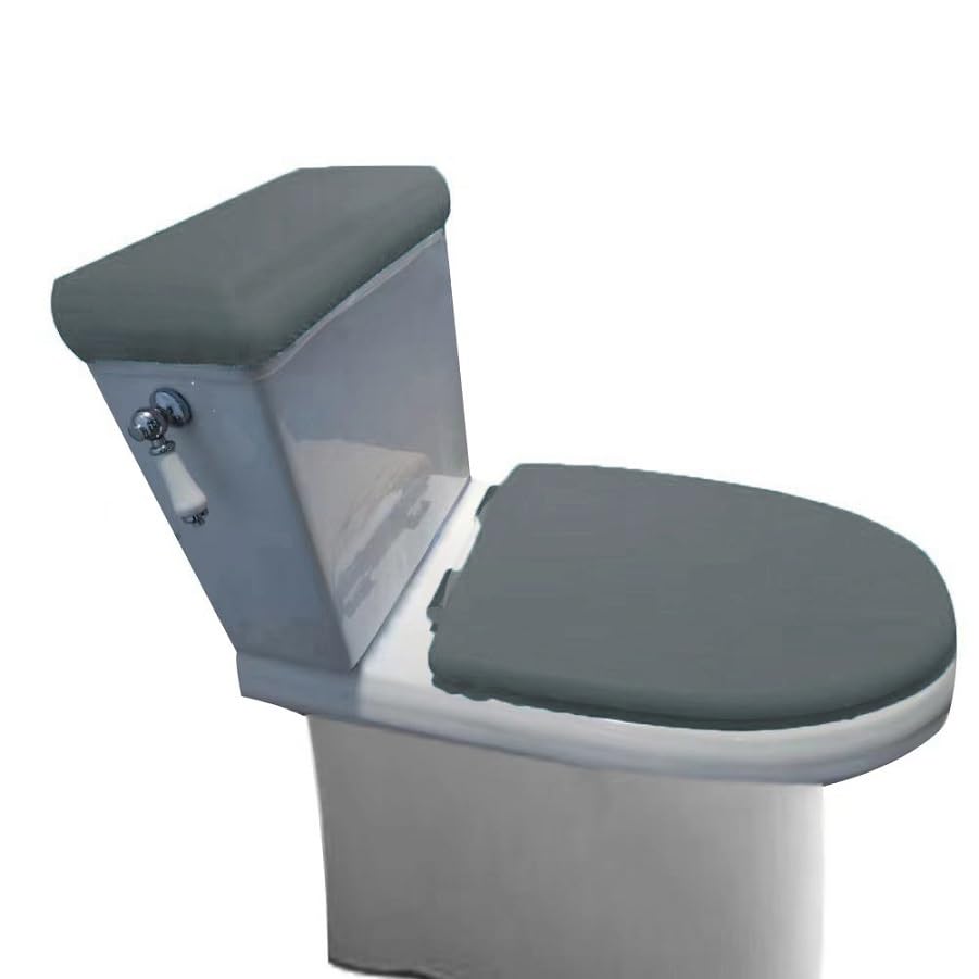 Velvet Toilet Lid Cover and Toilet Tank Lid Cover — Fabric Cover for A Lid Toilet Tank (Charcoal Gray)