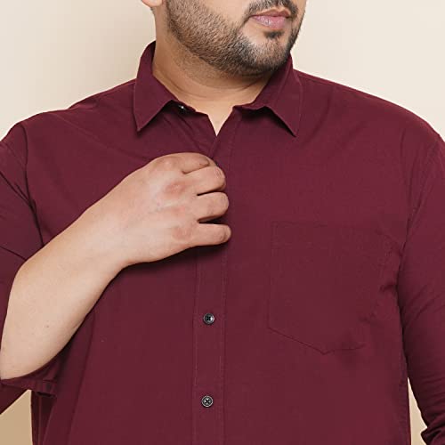 Image of JOHN PRIDE Plus Size Men Regular Fit Long Sleeves Solid Maroon Casual Shirt (EJPSF45220C Maroon)
