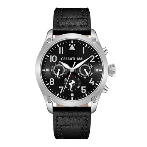 Cerruti 1881 Calenzano Black Dial Leather Strap Watch CIWGF0042502