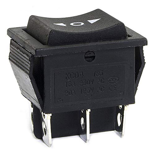 RuiLing 5pcs KCD4 Square Rocker Switch 6Pin ON-Off-ON 3-Position Black Button DPDT Double Reset Switch